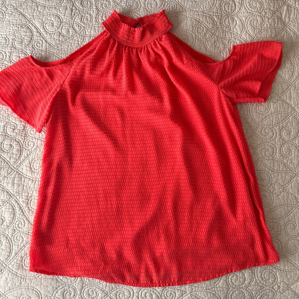 Michael Kors Red Cold Shoulder Blouse